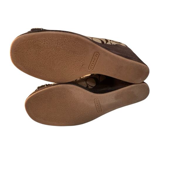 COACH Womens Size 7M Signature Brown Monogram Issy Wedge Platform Heel Shoes - Picture 10 of 11